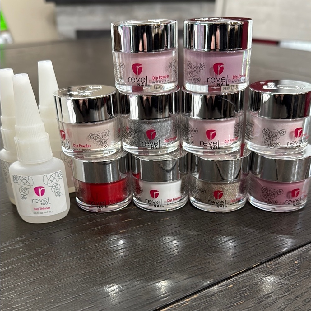 Nail Dip Powder Set - Pink, Red, Silver, Gray